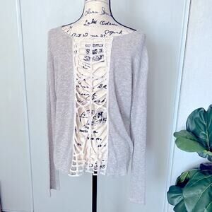 Cozy Casual Crochet Back Top size Large